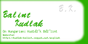 balint kudlak business card